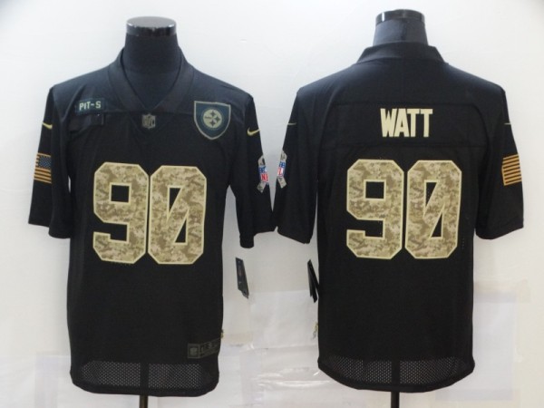 Men's Pittsburgh Steelers #90 T. J. Watt Black Camo Salute To Service Limited Jersey