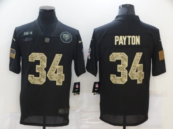 Men's Chicago Bears #34 Walter Payton Black Camo Salute To Service Limited Jersey