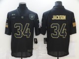 Men's Raiders #34 Jackson 2020 Black Salute To Service Limited Jersey