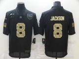 Men's Baltimore Ravens #8 Lamar Jackson Black Camo Salute To Service Limited Jersey