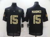 Men's Kansas City Chiefs #15 Patrick Mahomes Black Camo Salute To Service Limited Jersey