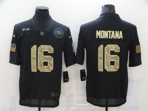 Men's San Francisco 49ers #16 Joe Montana Black Camo Salute To Service Limited Jersey