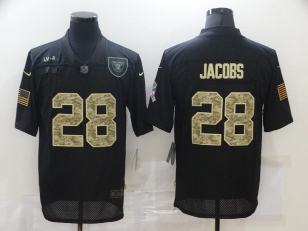 Men's Raiders #28 Josh Jacobs Black Camo Salute To Service Limited Jersey