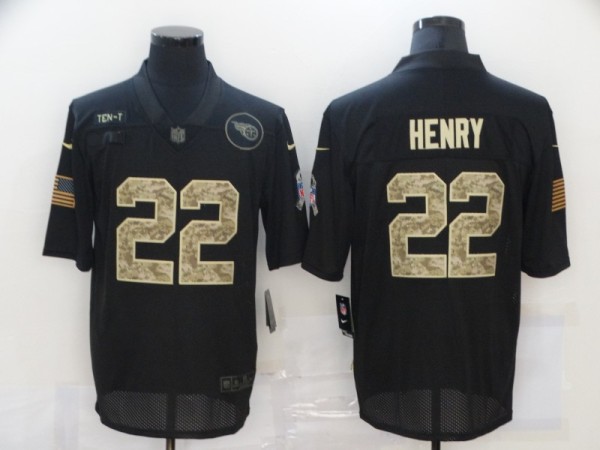 Men's Tennessee Titans #22 Derrick Henry Black Camo Salute To Service Limited Jersey