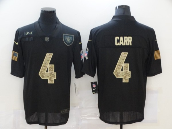 Men's Raiders #4 Carr Black Camo Salute To Service Limited Jersey