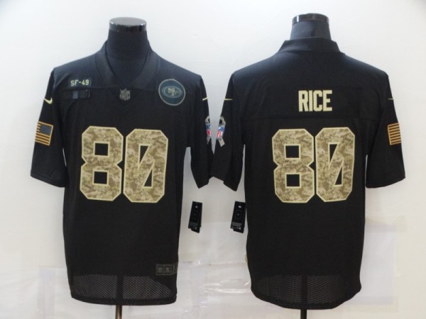 Men's San Francisco 49ers #80 Jerry Rice Black Camo Salute To Service Limited Jersey