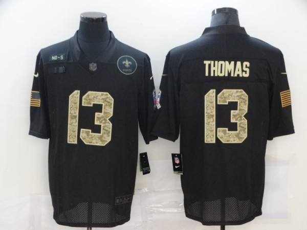 Men's New Orleans Saints #13 Michael Thomas Black Camo Salute To Service Limited Jersey