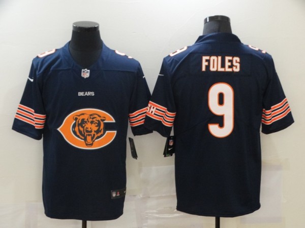 Men's Chicago Bears #9 Foles Blue Team Big Logo Number Vapor Untouchable Limited Jersey