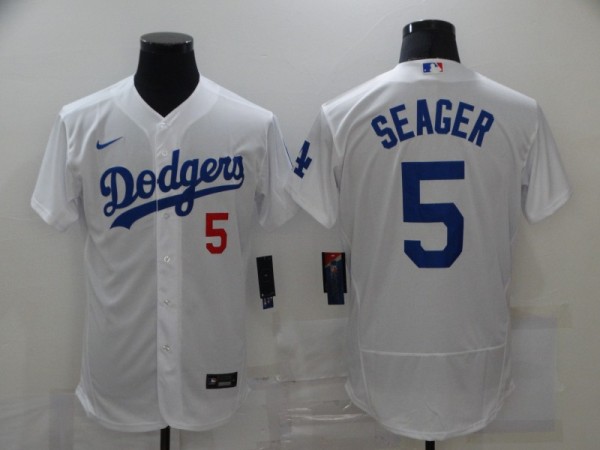 MLB Los Angeles Dodgers #5 Seager White Elite Jersey