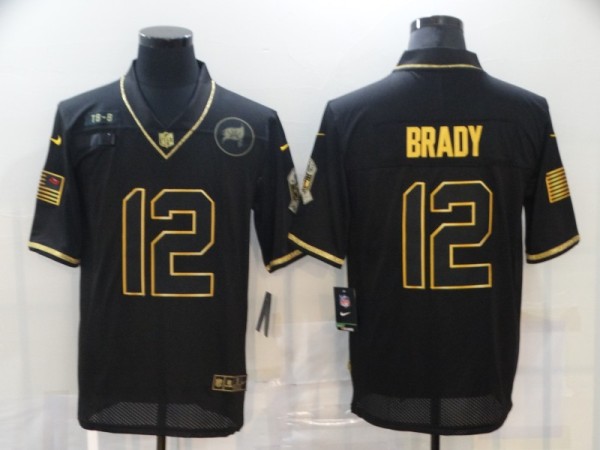 Men's Tampa Bay Buccaneers #12 Brady Black/Gold Salute To Service Limited Jersey