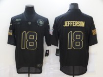 Men's Minnesota Vikings #18 Jefferson 2020 Black Salute To Service Limited Jersey
