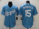 MLB Kansas City Royals #15 Merrifield Blue Game Stitched Nike Jersey