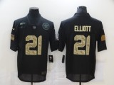 Men's Dallas Cowboys #21 Ezekiel Elliott Black Camo Salute To Service Limited Jersey