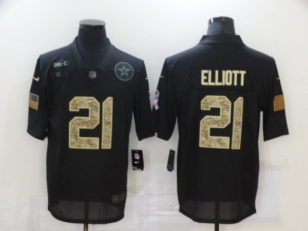 Men's Dallas Cowboys #21 Ezekiel Elliott Black Camo Salute To Service Limited Jersey