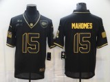 Men's Kansas City Chiefs #15 Patrick Mahomes Black/Gold Salute To Service Limited Jersey