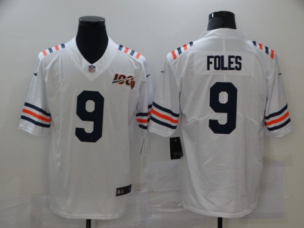 Men's Chicago Bears #9 Foles White 2019 100th Season Limited Stitched NFL Jersey