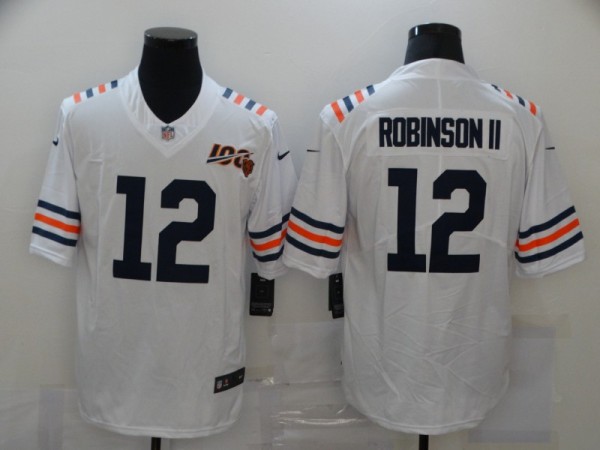 Men's Chicago Bears #12 Ronbinson II White 2019 100th Season Limited Stitched NFL Jersey