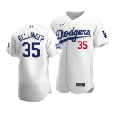 MLB Los Angeles Dodgers #35 Cody Bellinger 2020 White World Series Champions Patch Flexbase Jersey
