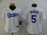 Women MLB Los Angeles Dodgers #5 Seager White Game Jersey