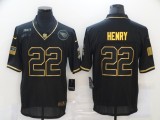 Men's Tennessee Titans #22 Derrick Henry Black/Gold Salute To Service Limited Jersey