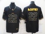 Men's Carolina Panthers #22 Christian McCaffrey Black Black/Gold Salute To Service Limited Jersey