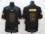 Men's Baltimore Ravens #8 Lamar Jackson Black/Gold Salute To Service Limited Jersey