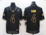 Men's Raiders #4 Carr Black Black/Gold Salute To Service Limited Jersey