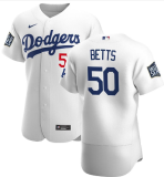 MLB Los Angeles Dodgers #50 Mookie Betts White 2020 World Series Flexbase Jersey
