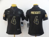 Women Dallas Cowboys #4 Prescott 2020 Black Salute To Service Limited Jersey