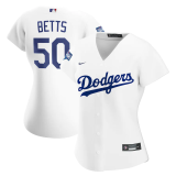 Women MLB Los Angeles Dodgers #50 Mookie Betts 2020 World Series Champions Patch Jersey