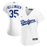 Women MLB Los Angeles Dodgers #35 Cody Bellinger 2020 White World Series Champions Patch Jersey