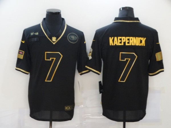 Men's San Francisco 49ers #7 Colin Kaepernick Black/Gold Salute To Service Limited Jersey