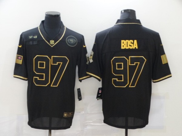 Men's San Francisco 49ers #97 Nick Bosa Black/Gold Salute To Service Limited Jersey