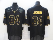 Men's Raiders #34 Jackson Black Black/Gold Salute To Service Limited Jersey