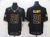 Men's Dallas Cowboys #21 Ezekiel Elliott Black/Gold Salute To Service Limited Jersey