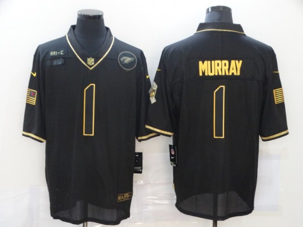 Men's Arizona Cardinals #1 Kyler Murray Wilson Black/Gold Salute To Service Limited Jersey