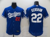 MLB Los Angeles Dodgers #22 Kershaw Blue Flex Base Elite Jersey