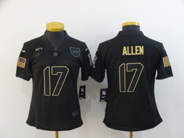 Women Buffalo Bills #17 Josh Allen 2020 Black Salute To Service Limited Jersey