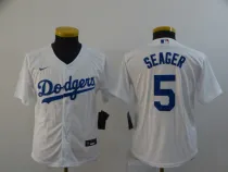 Youth MLB Los Angeles Dodgers #5 Seager White Game Jersey