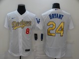 MLB Los Angeles Dodgers #8 & #24 Kobe Bryant 2020 White Gold Flexbase Jersey