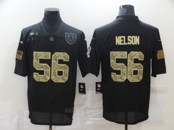 Men's Indianapolis Colts #56 Nelson 2020 Black Camo Salute To Service Limited Jersey