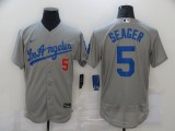 MLB Los Angeles Dodgers #5 Seager Grey Elite Jersey