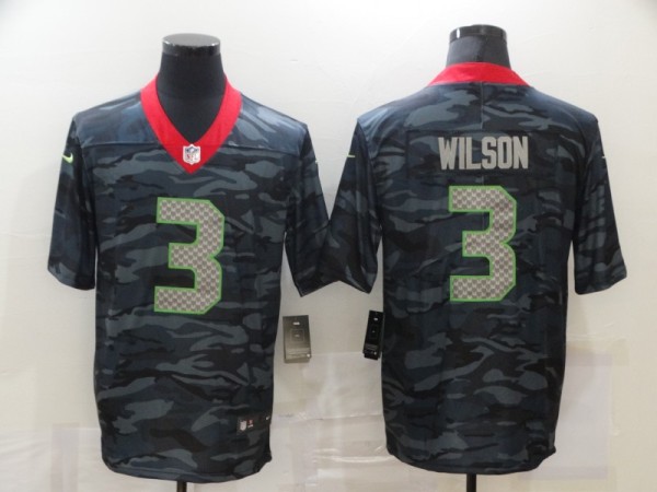 Men's Seattle Seahawks #3 Russell Wilson Blue 2020 Camouflage Fashion Limited Jersey