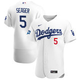 MLB Los Angeles Dodgers #5 Corey Seager White 2020 World Series Champions Patch Flexbase Jersey
