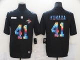 Men's New Orleans Saints #41 Alvin Kamara Black Rainbow Limited Jersey