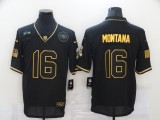 Men's San Francisco 49ers #16 Joe Montana 2020 Black/Gold Salute To Service Limited Jersey