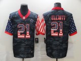 Men's Dallas Cowboys #21 Ezekiel Elliott 2020 Camo USA Flag Limited Jersey