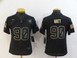 Women Pittsburgh Steelers #90 T. J. Watt 2020 Black Salute To Service Limited Jersey