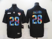 Men's Las Vegas Raiders #28 Josh Jacobs Black Rainbow Limited Jersey