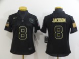 Women Baltimore Ravens #8 Lamar Jackson 2020 Black Salute To Service Limited Jersey